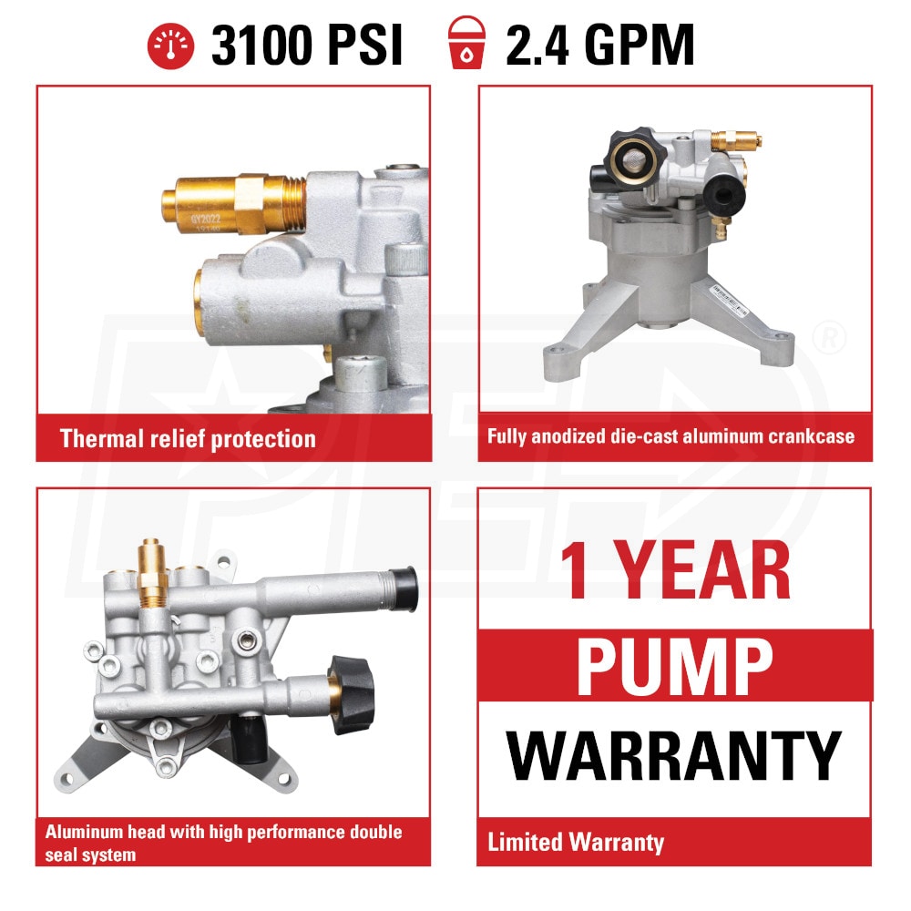 OEM Technologies 90026 Fully Plumbed 3100 PSI 2 4 GPM 7 8 Inch Shaft