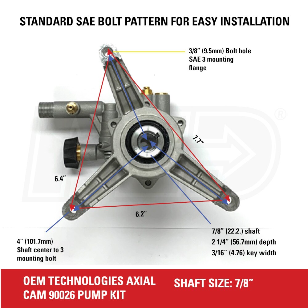 OEM Technologies 90026 Fully Plumbed 3100 PSI 2 4 GPM 7 8 Inch Shaft