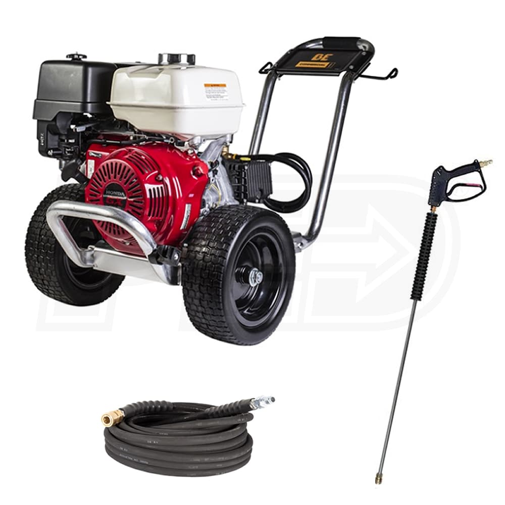BE Professional 4000 PSI (Gas - Cold Water) Pressure Washer w/ Aluminum  Frame, General Pump & Honda GX390 Engine