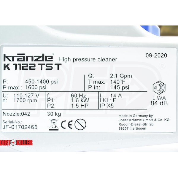 Kranzle K1122TST Portable Solution